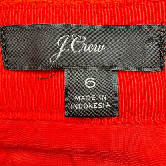 J.CREW Women's size 6 Orange Tweed Knit Pencil Fringe Skirt Lined Slit Preppy - Picture 3 of 8